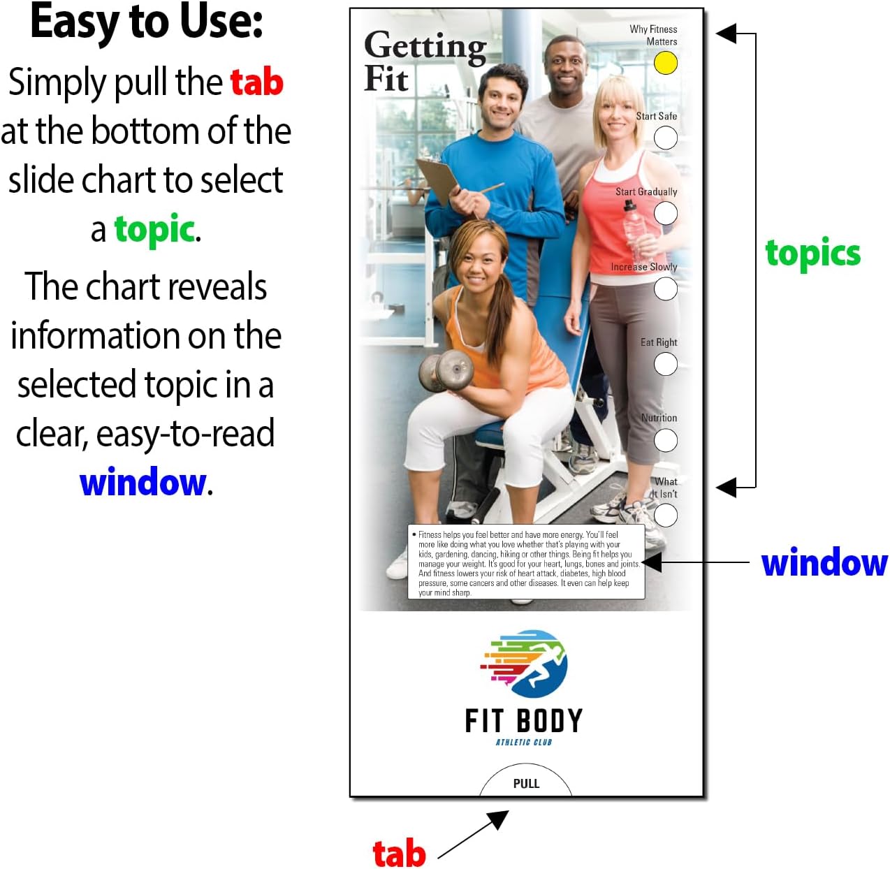 ZOCO – Getting Fit Slide Charts – Pack of 250 – Custom Logo & Text – Healthy Habits & Exercise Planning Handouts for Gyms, Fitness Centers & Clinics – 3.75 x 8.5 Inches