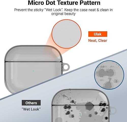 Miniatura 3 de ULAK Compatible con AirPods 3, funda protectora de TPU suave con llavero para AirPods de 3 generación 2021 LED frontal visible, color negro