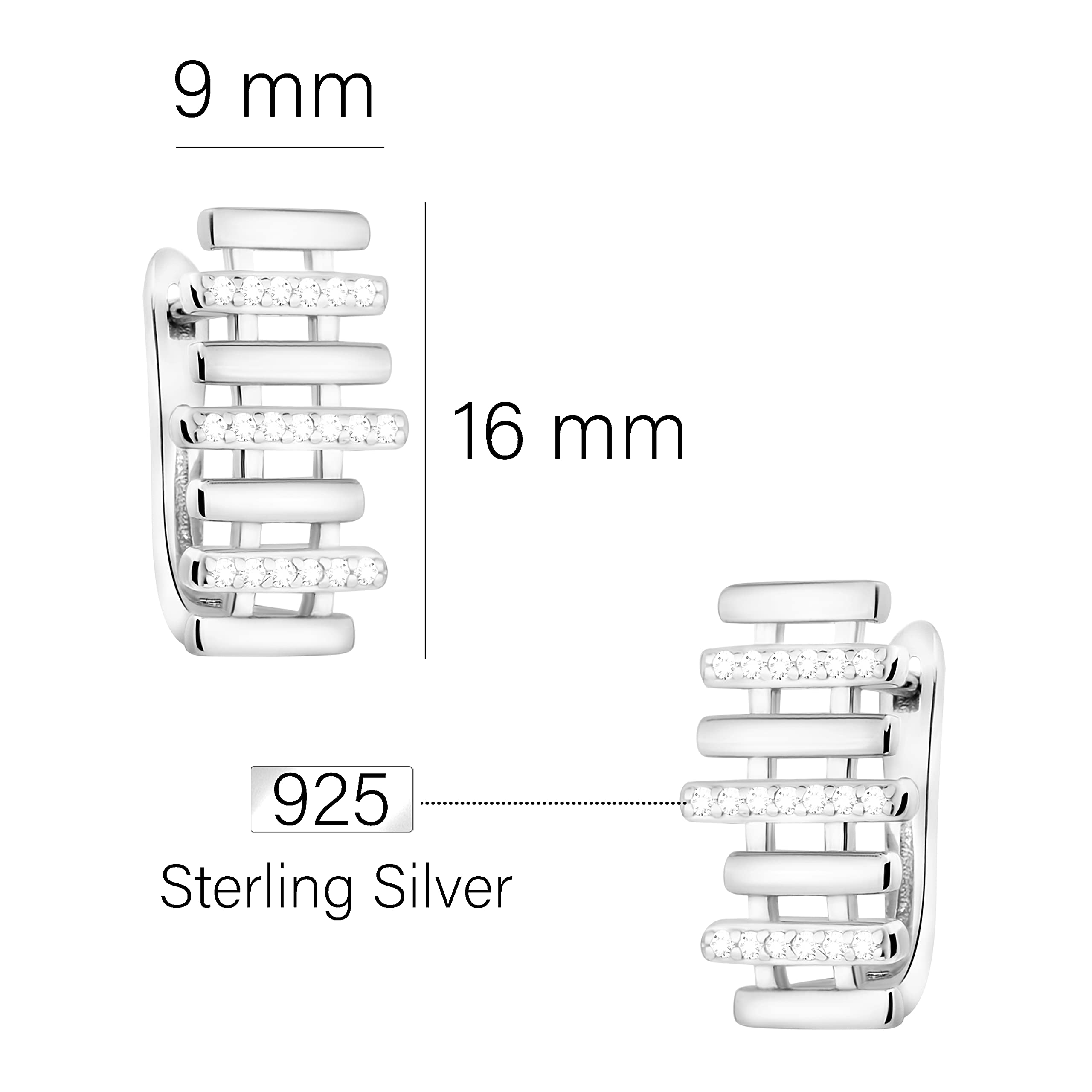SOFIA MILANI - Damen Ohrringe 925 Silber - mit Zirkonia Steinen - Gitter Ohrstecker