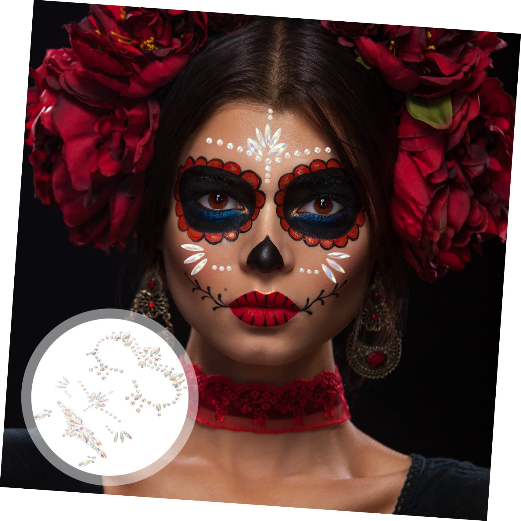 FRCOLOR 15blätter Glow in The Dark Face Gems Tattoos Rhinestone Stickers Für Halloween Festivals Und Partys Temporäre Gesichtstätowierungen Für Erwachsene