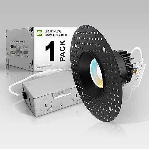 Miniatura 1 de ASD Trimless - Lámpara LED empotrable de 3 pulgadas, lámpara de techo de 12 W y 120 V, luz LED redonda regulable sin lata con caja de conexiones,