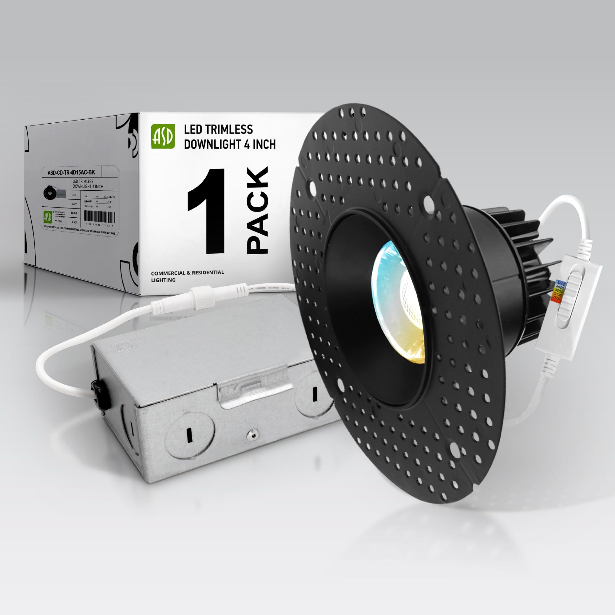 Snapklik.com : ASD Trimless 3 Inch LED Recessed Light, 12W 120V Round ...