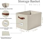 DECOMOMO Fabric Storage Bins 4 Pack, Storage Baskets for Shelves | 15" x 11" x 9.9" Foldable Kallax Storage Bins with Labels (Beige)