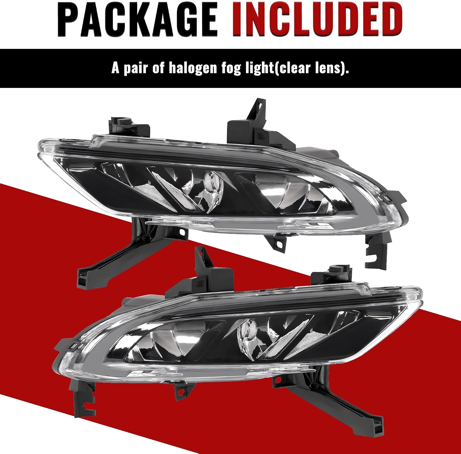 HECASA Pair Halogen Fog Lights Compatible with 2016-2019 Nissan Maxima Front Bumper Driving Fog Lamp Clear Lens Driver&Passenger Side Replacement for NI2593134 NI2592134 261504RA0B 261554RA0B