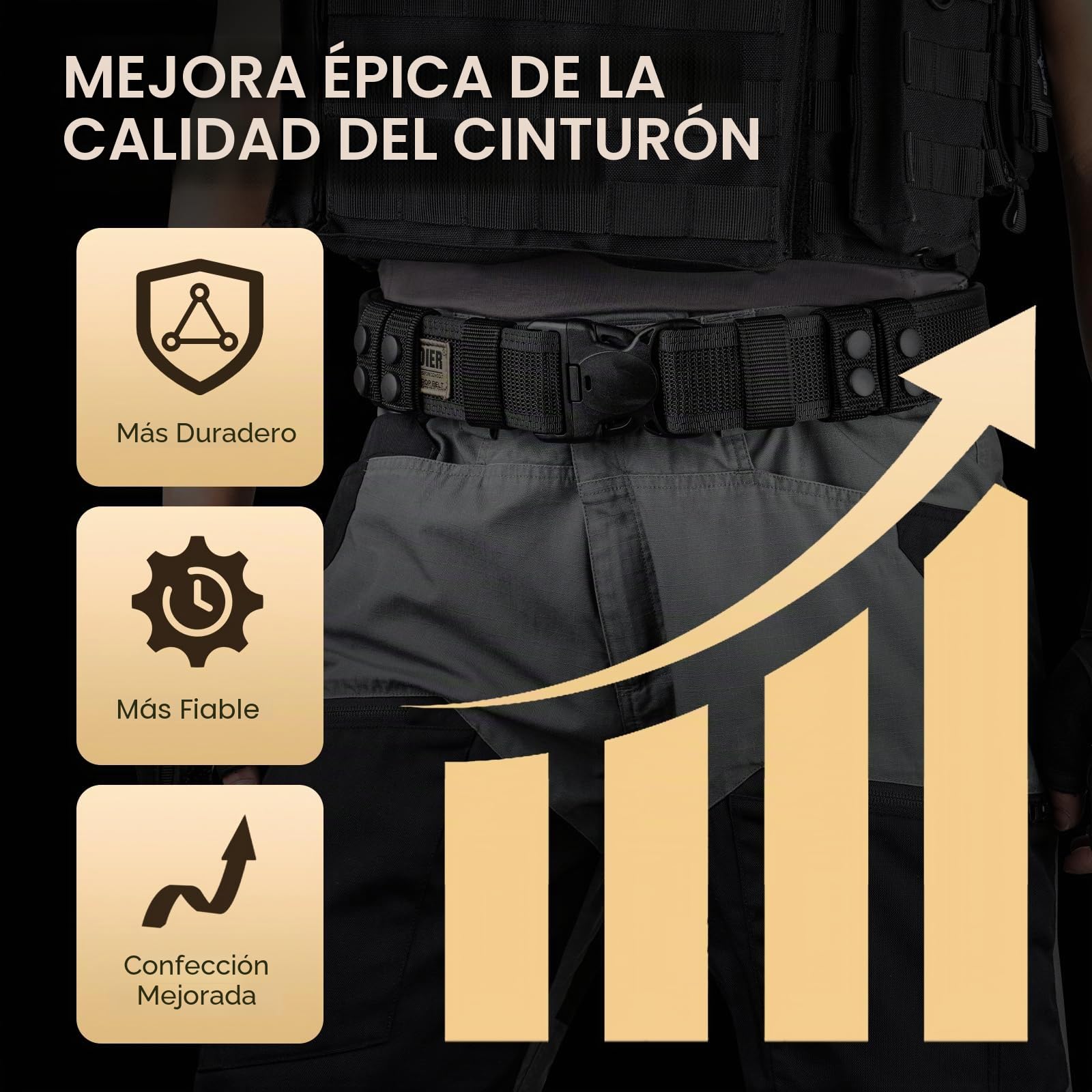 FREE SOLDIER Cinturón táctico de Seguridad Ajustable Cinturón Exterior Militar con Correa de liberación rápida para Hombre, Agentes de Seguridad,Actividades al Aire Libre