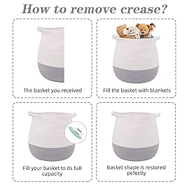 childishness ndup Large Cotton Rope Basket, Woven Storage Basket for Toy, Laundry and Blanket Organizer Basket, Round Hamper Basket with Handles for Kid\'s Room 17.7x16.9