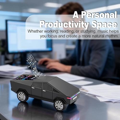 Miniatura 7 de Altavoz de réplica Bluetooth modelo de camión futurista con pantalla LED, regalo considerado para fanáticos del diseño de automóviles y usuarios de