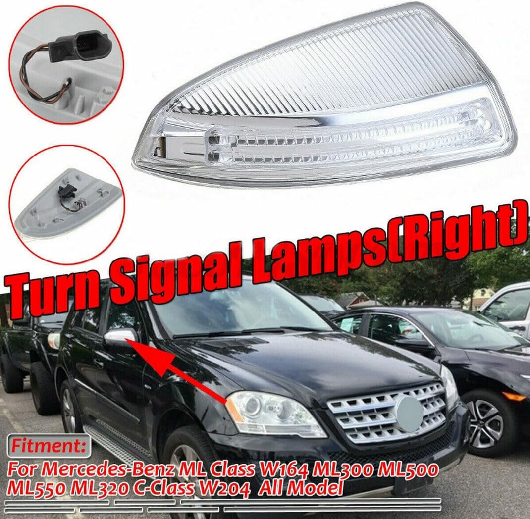 1Pair Door Mirror Side Mirror LED Turn Signal Light for Mercedes Benz W204 C250 C300 C350 C63 2008-2014,LED Dynamic Side Mirror Signal Light Replaces 2048200721 2048200821 (Left + Right Side)