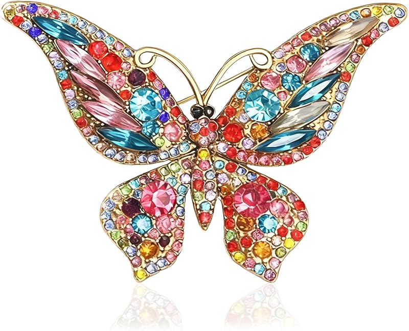 Crystal Rhinestone Butterfly Brooch,Elegant Butterfly Lapel Pins,Fashion Exquisite Crystal Animal Shape Brooches Lapel Pins,Dress Accessories Jewelry Gift for Women Daily Decoration