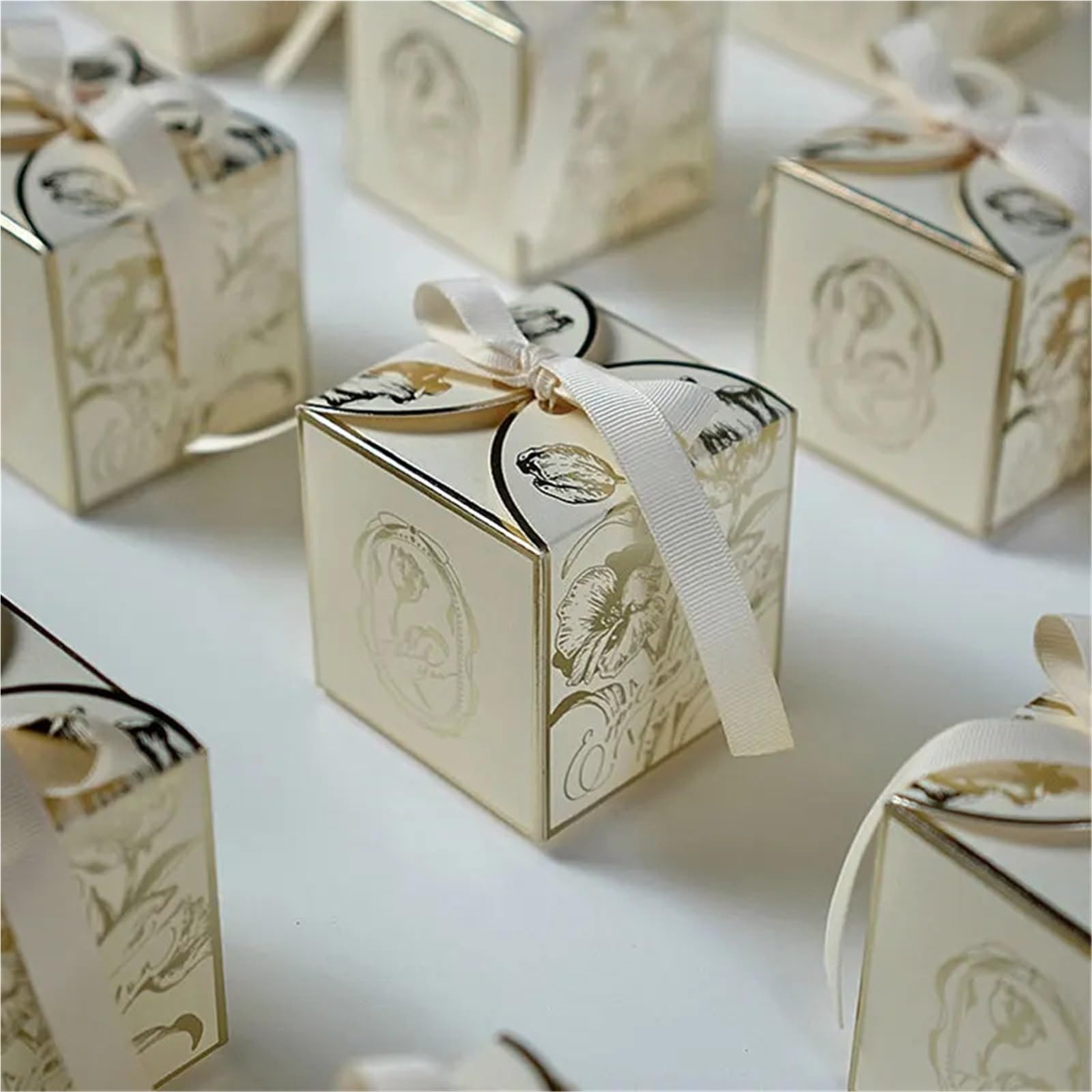 WNBFTTK Cajas Para Tartas Caja de azúcar 10 a 400 unidades, color champán dorado, ideal for bodas