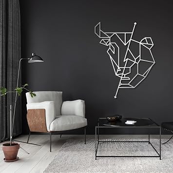 LARNT Metal Wall Art, Bull and Bear Trading Wall Decor, Stock Market Wall Art, Geometric Metal Wall Decor, Trader Wall Art Decor, Office Wall Decor, Wall Street Wall Art Silver, 28"x35"|71x90cm