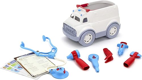 Green Toys Ambulance & Doctor's Kit Rojo/Azul FFP 10 piezas Juego de simulación, habilidades motoras, lenguaje y comunicación Vehículo de juguete