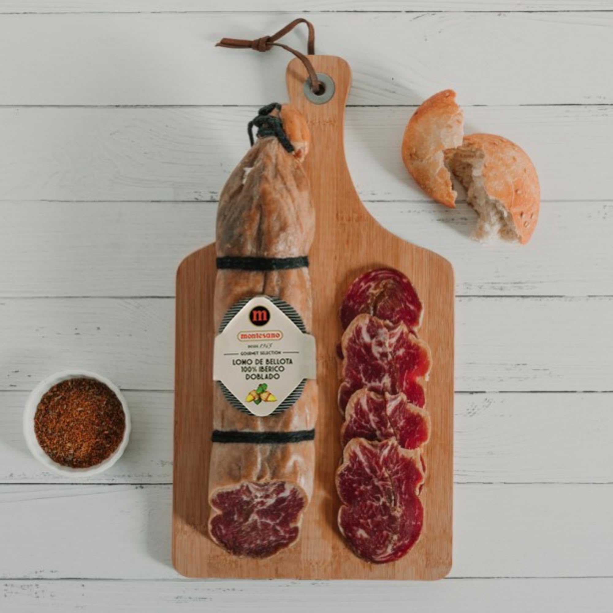 Ibéricos Montesano | Lomo Doblado de Bellota 100% Ibérico | Sin Pimentón | Artesanal | Curado 7 Meses en las Dehesas de Extremadura | Intenso Aroma y Sabor a Bellota | Natural y Puro | 1.1-1.2Kg