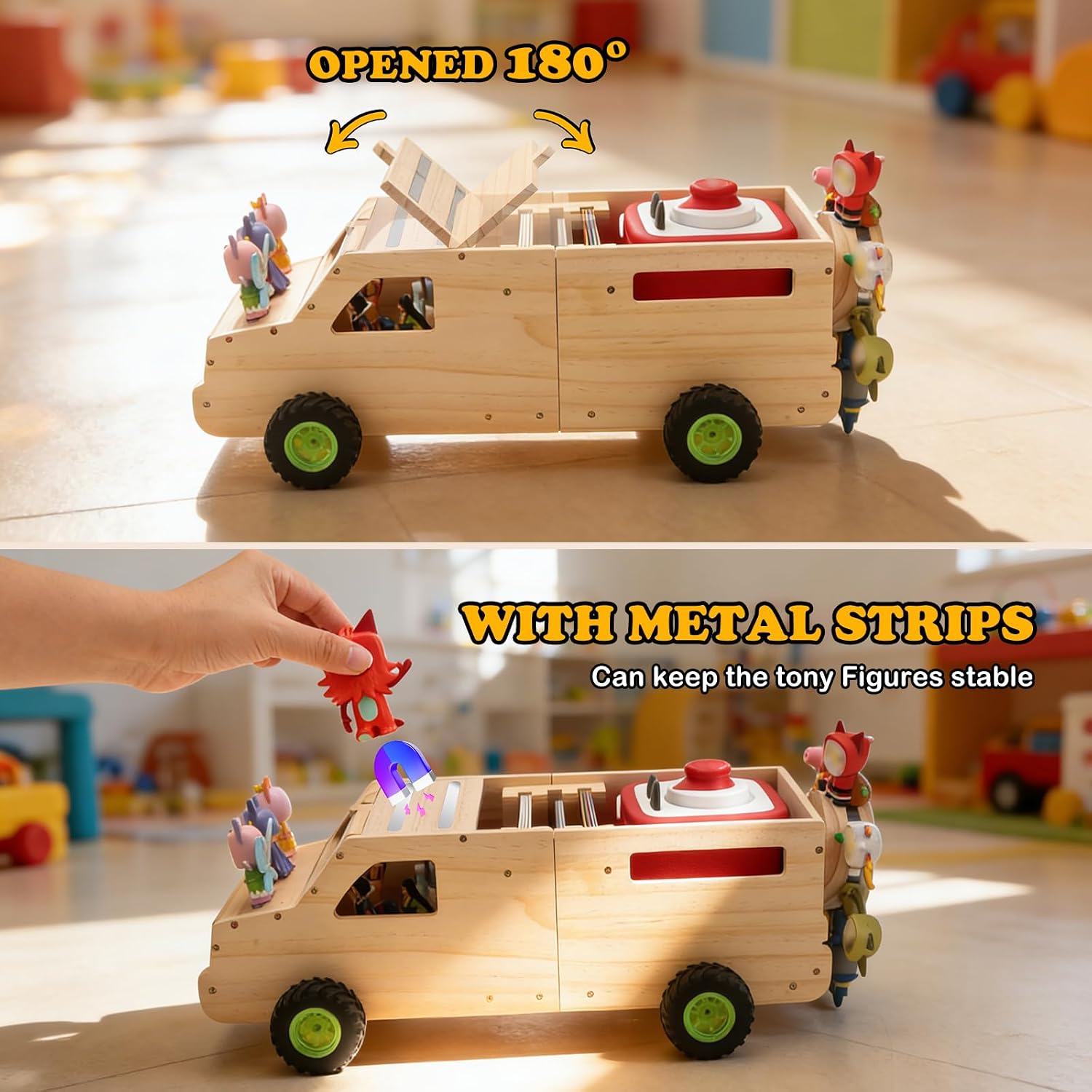 Storage for Toniebox 2 and Toniebox 1 Tonie Figures Characters Shelf,Magnetic Organizer for 30+ Figures, Tonieplay Games & Controller, Wooden Magnetic Shelf for Kids