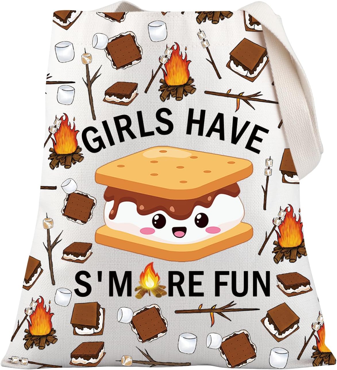 PLITI Funny Camping Gift Camper Gift Camping Lover Gift Campfire Gift Have S'more Fun Tote Bag For Camping Fans