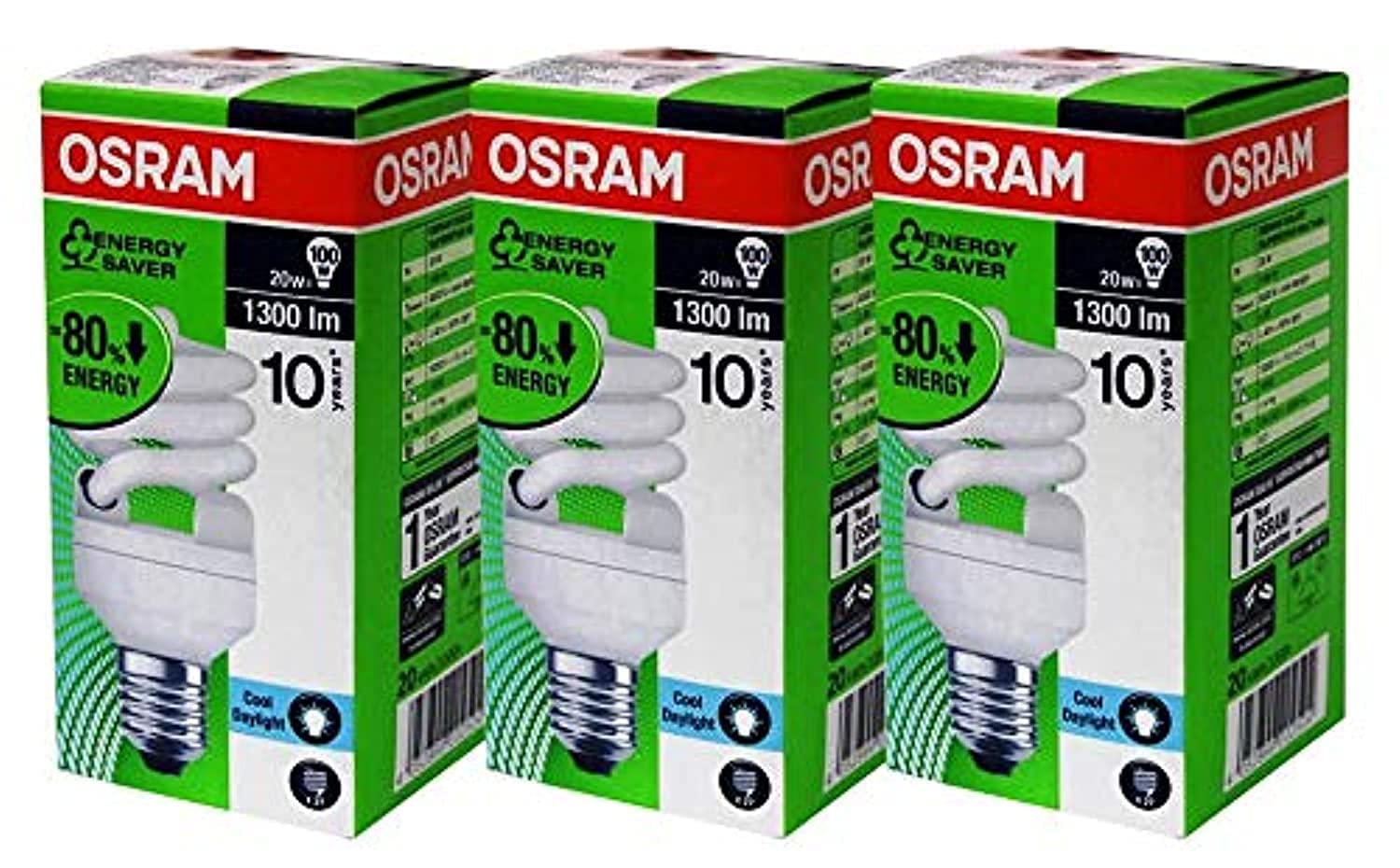 Fluorescent Bulb Set 3 Pieces, White, 20W, E27 220V, OSR3-02504