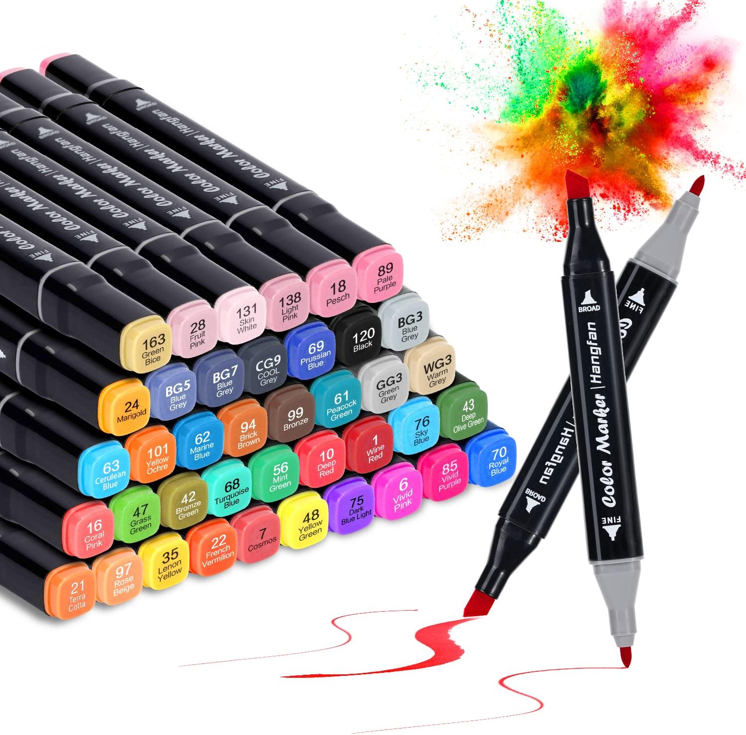 Art Markers, 40 Colors Alcohol Based Ink Dual Tip Permanent Markers Pen