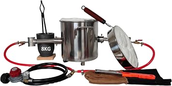 LSMIITTH 8KG/17.6lbs Gas Metal Melting Furnace kit 2642F/1450C Propane Furnace Dual Burner Each 100,000 BTU Foundry Home Kiln Smelting Casting Tools Refining Recycle Gold Silver Copper Aluminium