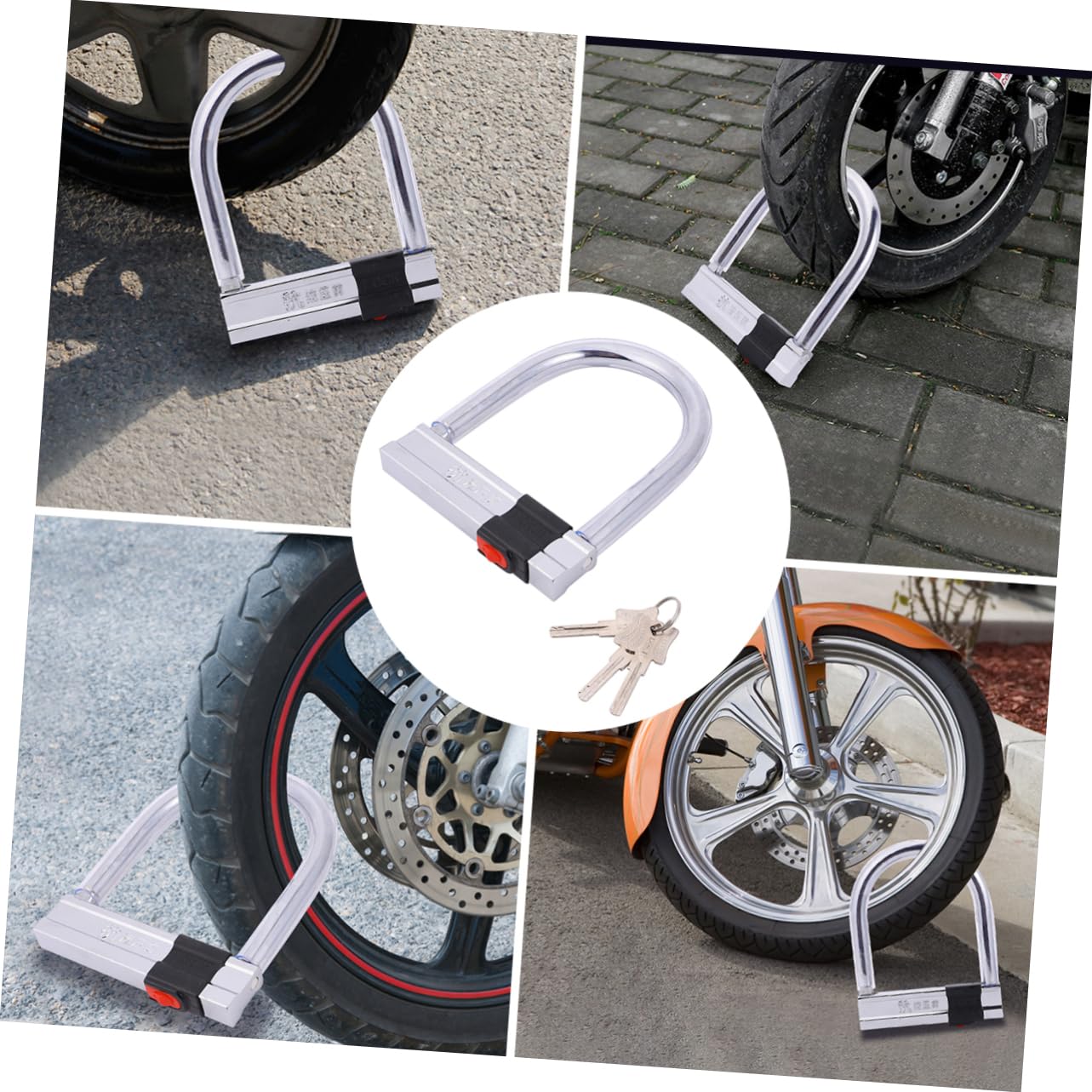 Antivol en U pour Vélo et Moto, Acier Inoxydable Argenté, Résistance Hydraulique, Haute Sécurité, pour Extérieur et Protection Anti-vol