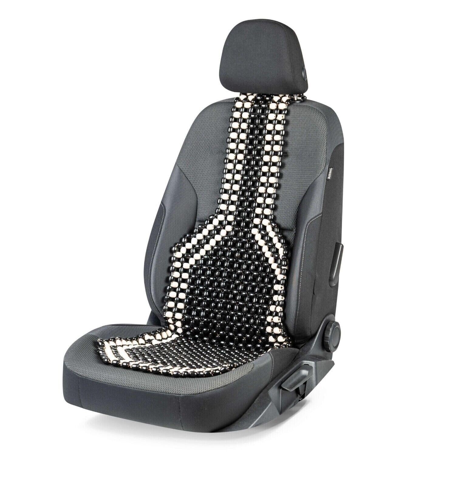 Générique Vintage Ancien Housse De Siège Voiture avec Billes en Bois Noir et Blanc Massage Avant Respirant 128 x 40 cm Voiture