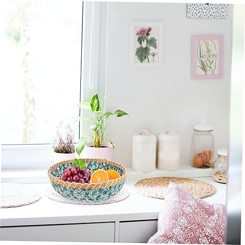 Miniatura 7 de Zerodeko Cesta tejida de bambú para decoración de escritorio, placa de almacenamiento de platos de alta calidad, soporte para alimentos, cesta de