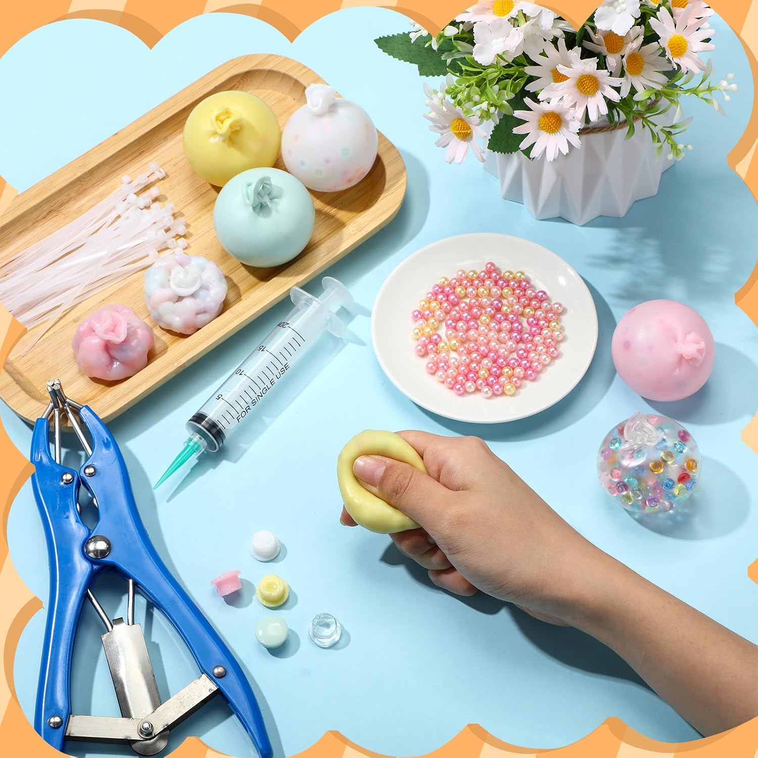 24 Pcs DIY Ball Making Kit Colorful Blank Ball Skin, 5 Colors image 4