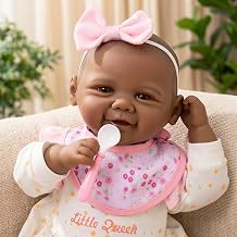 KSBD Baby Doll Black Girl 17 Inch, Lifelike African American Newborn Doll with Soft Weighted Body, Realistic Baby Doll for Girls, Bottle, Pacifier, Diapers & Bibs, Gift for Ages 3+
