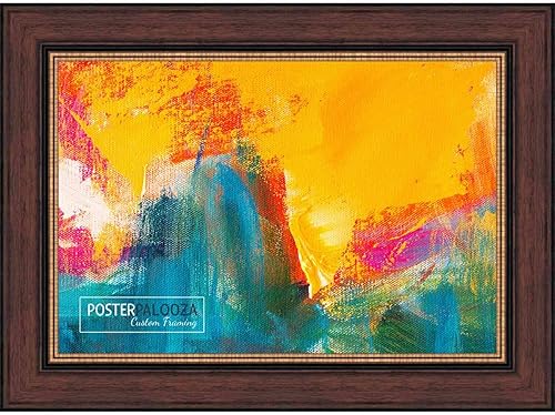 Poster Palooza 28x18 Traditional Walnut Complete Wood Picture Frame with UV Acrylic, Foam Board Backing, & Hardware