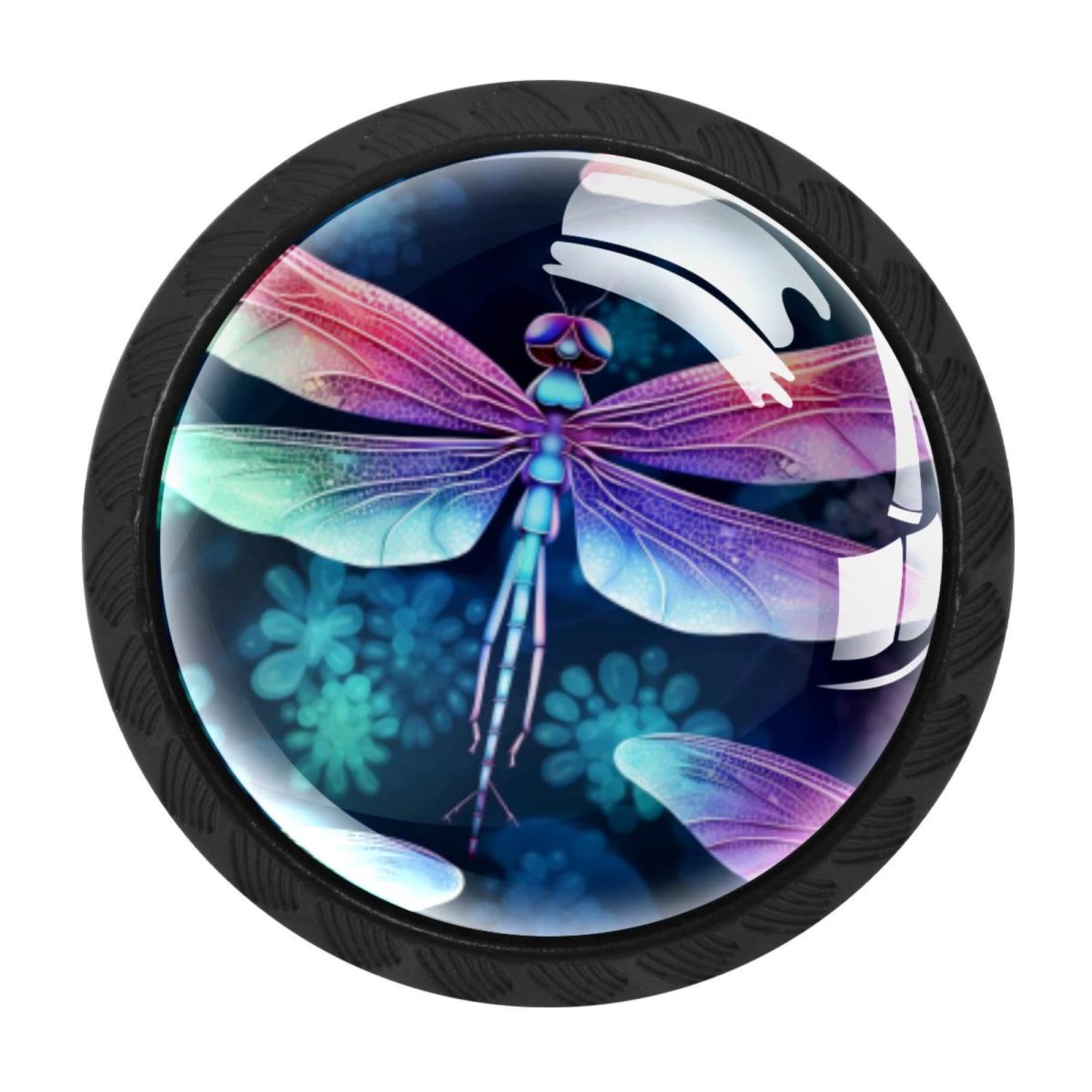 CHENZZZZ 4 Pieces Dragonfly Kitchen Cabinet Knobs Drawer Knobs Dresser Knobs Black Knobs Drawer Pulls Dresser Drawer Handles Knobs for Dresser Drawers