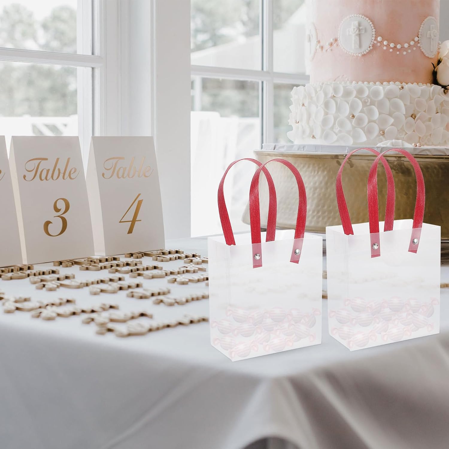 GARIOUANS 10pcs Frosted Handheld Gift Bags for Wedding Xmas Halloween image 5