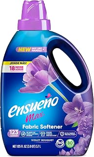 Ensueño Max Liquid Fabric Softener - Violet Bouquet Scent - 125 fl oz - Color-Safe Fabric Softener Liquid - Softens 123 Loads - Reduces Wrinkles & Static
