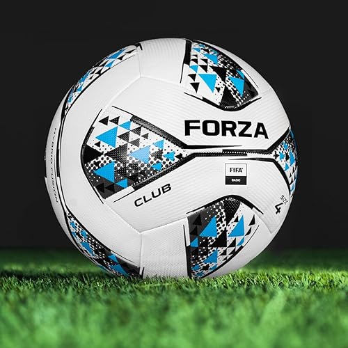 FORZA Match Club - Pelotas de fútbol, tamaños de pelota: 3, 4 y 5, varios tamaños (paquete de 3, blanco y azul, talla 4)