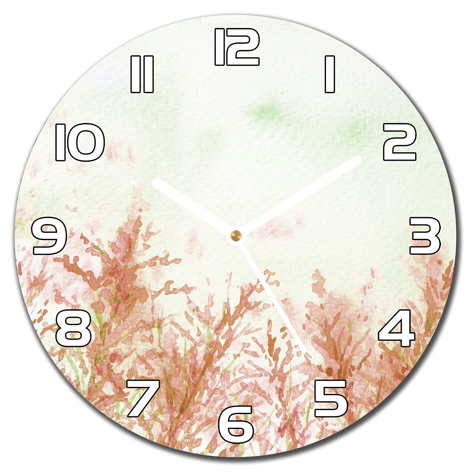 Horloge murale cuisine lisible et silencieuse en verre trempé fleurs abstraites