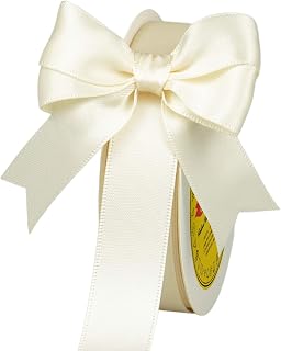 Double Face Ivory/Antique White Satin Ribbon 7/8 inch X 25 Yards Polyester Ivory Ribbon for Gift Wrapping Very Suitable for Weddings Party Invitation Decorations and More