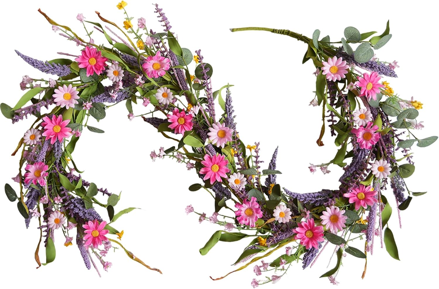 6 Pcs Artificial Wildflowers Stems, Silk Spring Summer Wild Flowers with Pink Daisies Purple Lavender for Table Vase DIY Home Table Vase Party Wedding Decorations