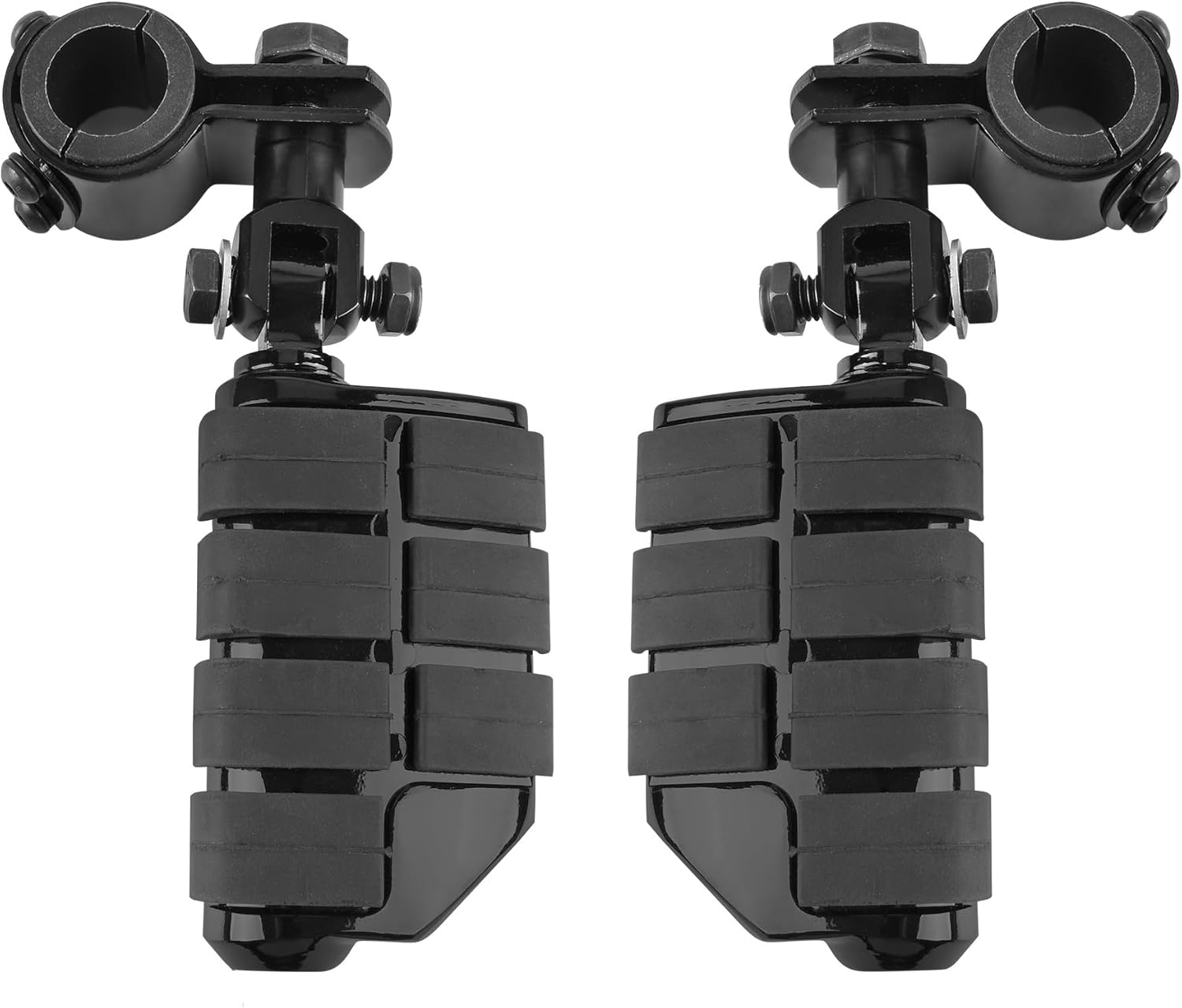 Motorcycle Clamp-on Highway Pegs Universal Adjustable Engine Guard Foot Rests w/Mount Clamp Kit For Most Motorcycle Models with 25mm 32mm 34mm Crash Bar Tube Accessories(Black Style)