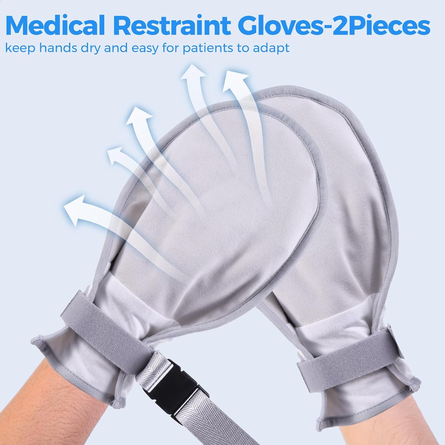 Breathable Dementia Gloves for Elderly - 2-Piece Set, Soft Restraint Mittens for Alzheimer's Patients, Washable Cotton Hand Protection