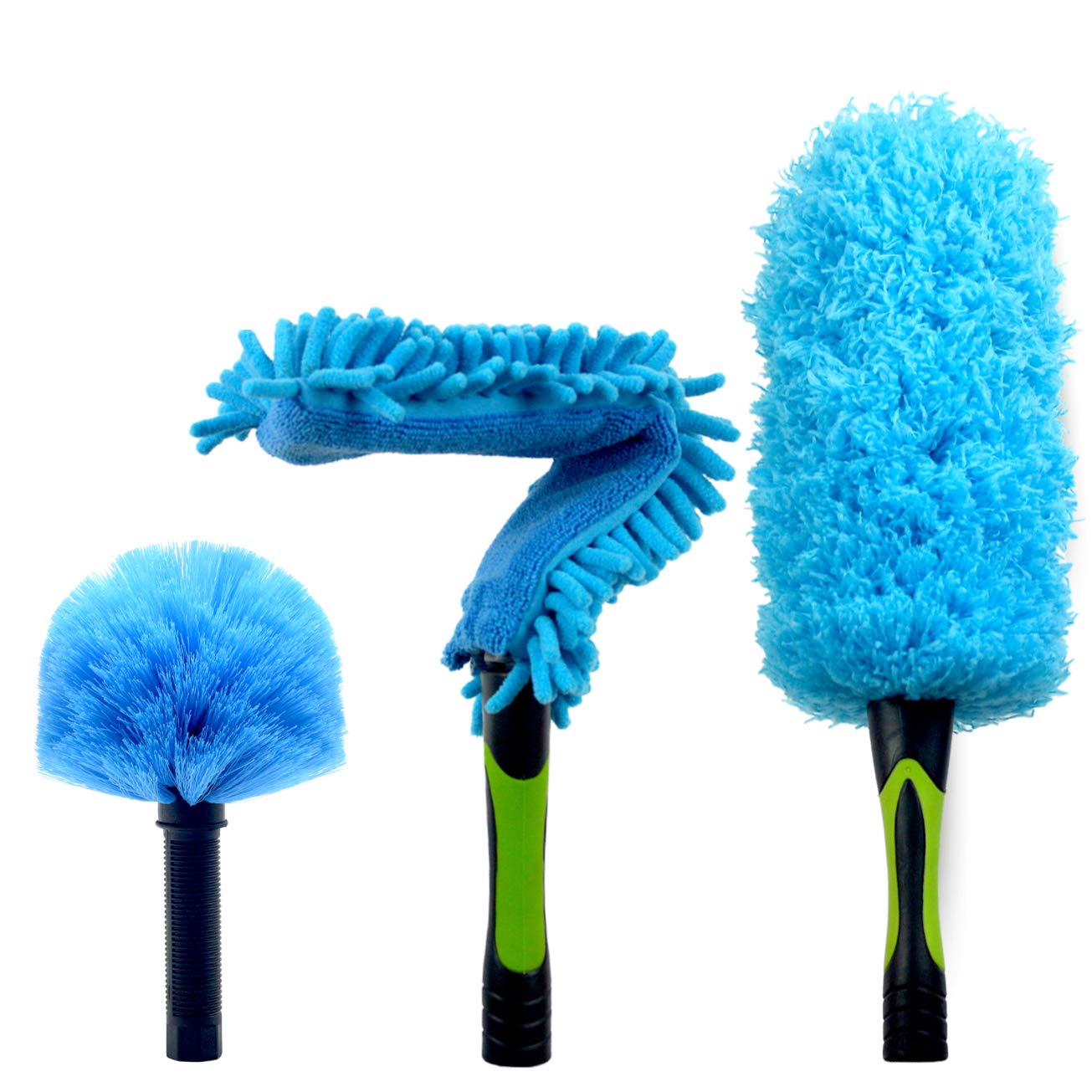EVERSPROUT Duster 3-Pack | Hand-Packaged Cobweb Duster, Microfiber Feather Duster, Flexible Ceiling Fan Duster | Fits Standard 3/4 Inch Threaded Poles (Pole Sold Separately) (Medium-Stiff Bristles)