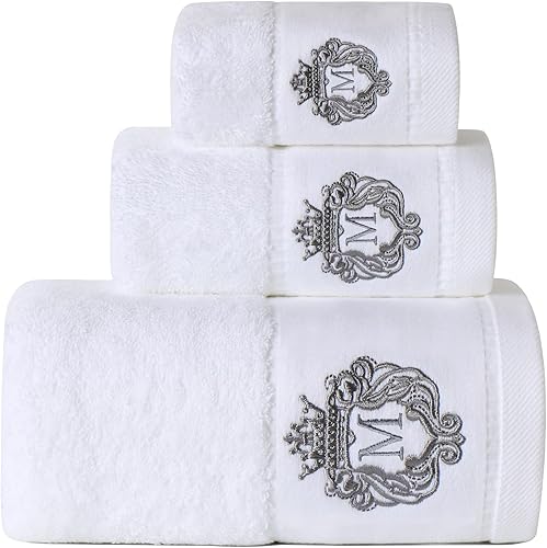 Juego de toallas de baño de lujo, súper suaves y altamente absorbentes, 100% algodón, para regalos (blanco-M)