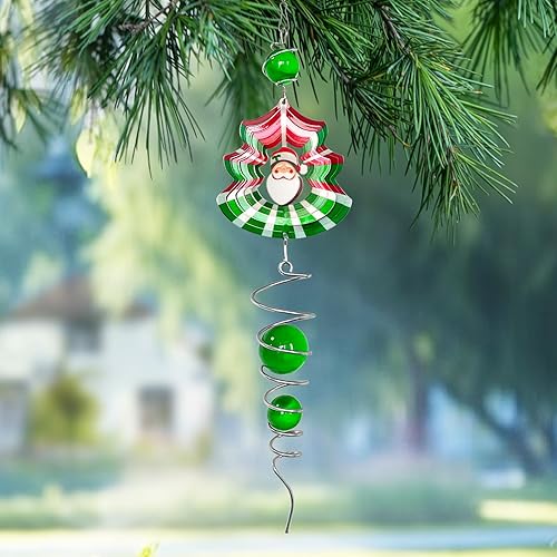 Miniatura 6 de FONMY Bola de observación de Papá Noel, cola en espiral, hilandero de viento decorativo que vale la pena el regalo del árbol de Navidad, adorno