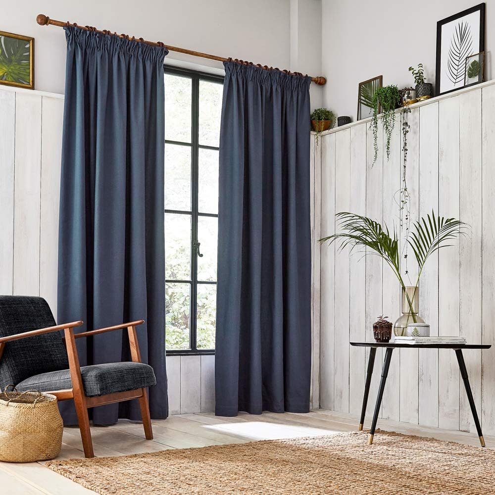 Clarissa Hulse Chroma Lined Curtains Dark Blue, 167 x 183 cm