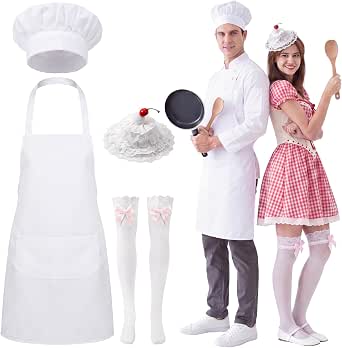 Hercicy 4-Piece Halloween Chef and Baker Couples Costume Set