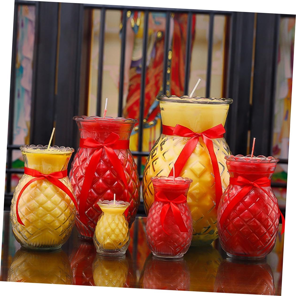 2pcs Pineapple Shape Butter Lamp for Buddha Hall Decorative Ghee Lamp Unique Home Decor Fine Craftsmanship for Temples and Meditation Spaces Yellow