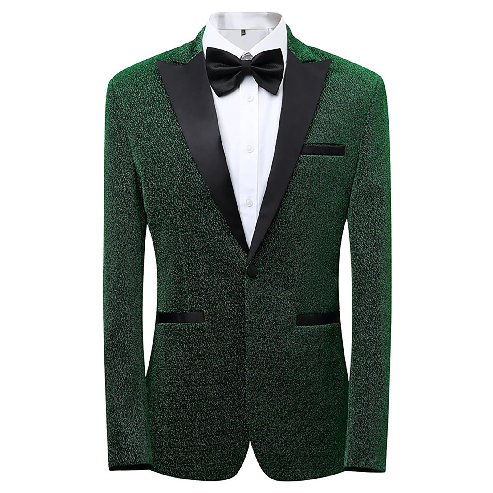 Generisch Tuta sportiva estiva da uomo, per il tempo libero, in tre pezzi con paillettes, un bottone, sottile e lucido, giacca classica con vestibilità normale, abito da uomo con camicia