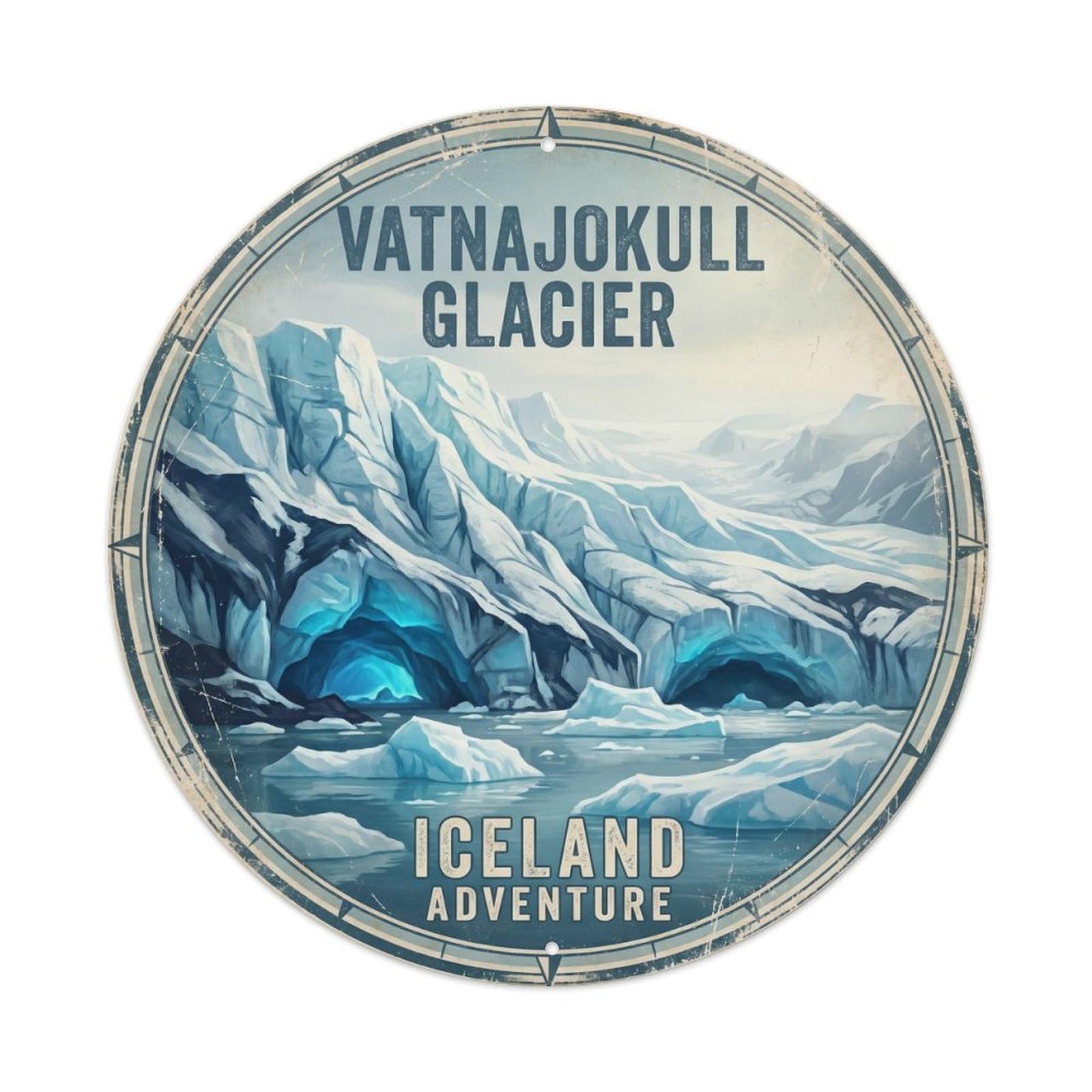 Vintage Travel Vatnajokull Glacier Iceland Metal Tin Sign