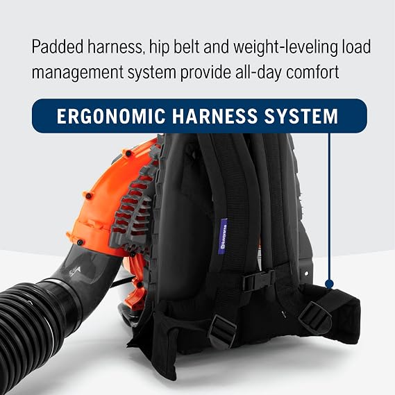 Husqvarna 350BT Gas Leaf Blower, 50.2-cc 2.1-HP 2-Cycle Backpack Leaf Blower with 692-CFM, 180-MPH, 21-N Powerful Clearing Performance and Ergonomic Harness System, Gifts for dad