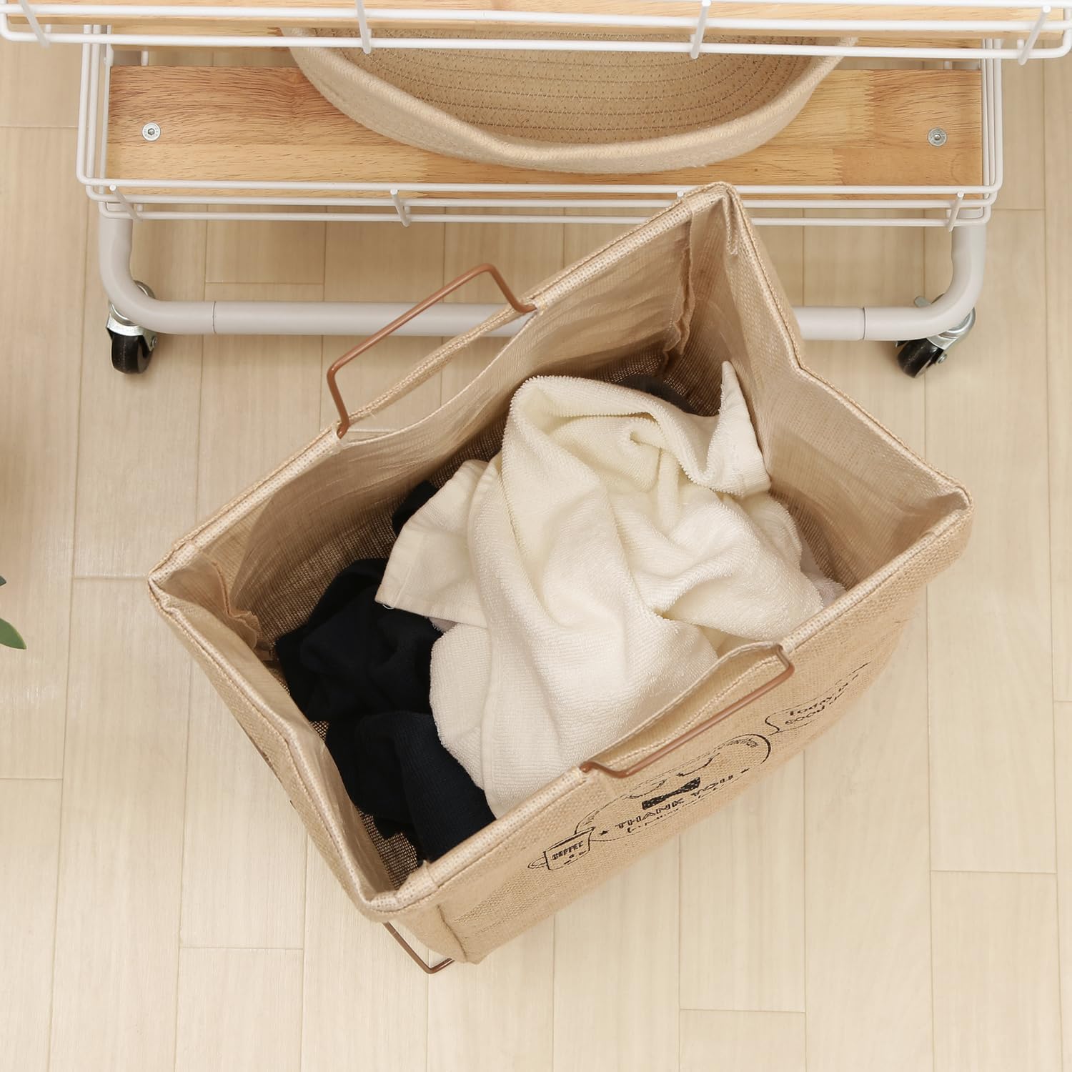 Fuji Boeki 32811 Laundry Basket, Width 14.6 inches (37 cm), Hemp, Foldable, Water Repellent Interior