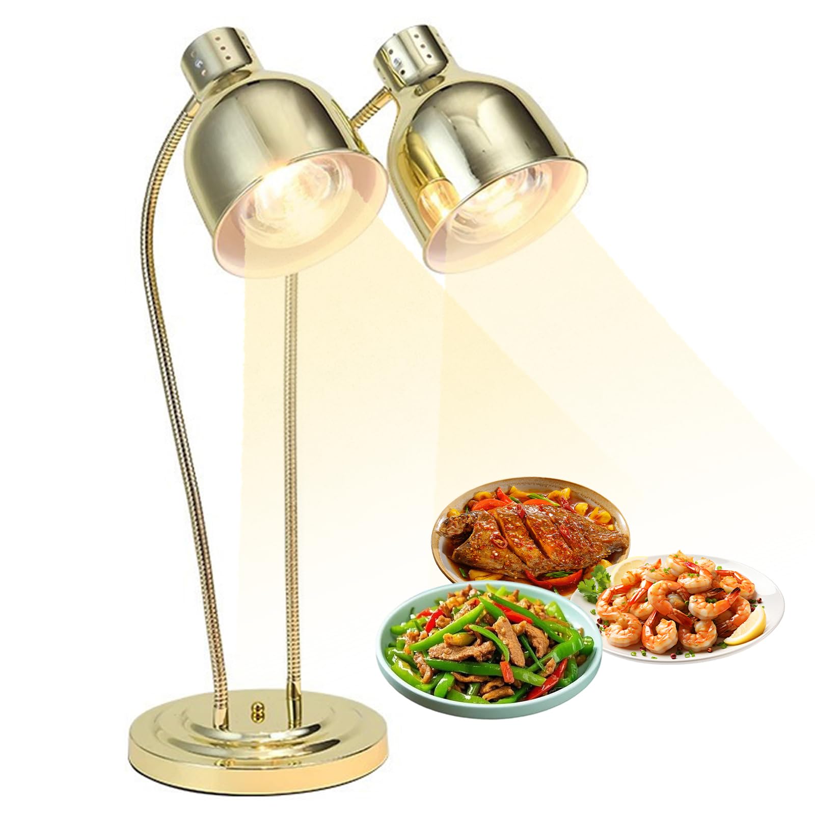 Lámpara de Calentamiento de Alimentos Buffet, Calentador eléctrico portátil con Manguera Flexible, Altura Ajustable e Interruptor Independiente, Ideal para el Uso de Cocina, Restaurante y Hotel