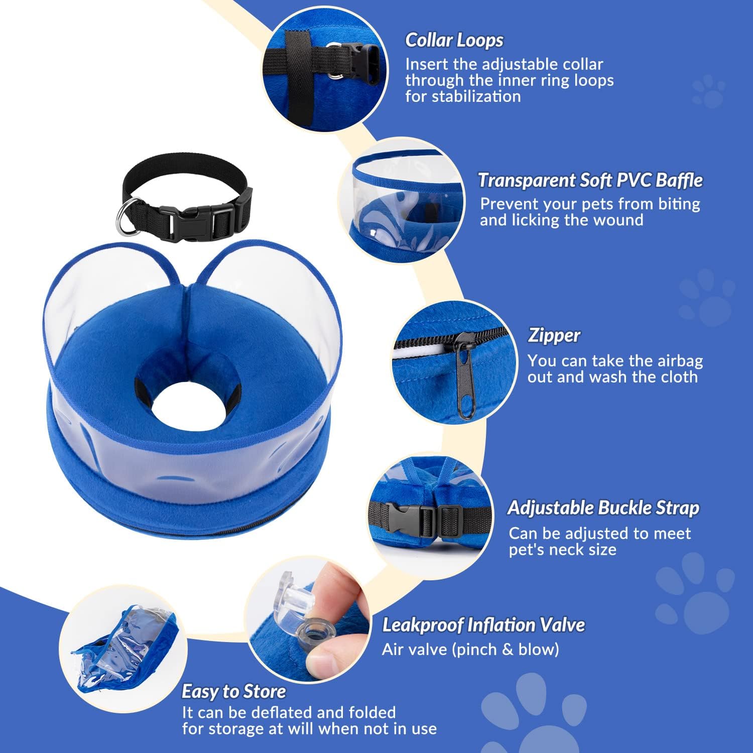 SlowTon Inflatable Dog Collar, Protective Recovery Dog Cone After