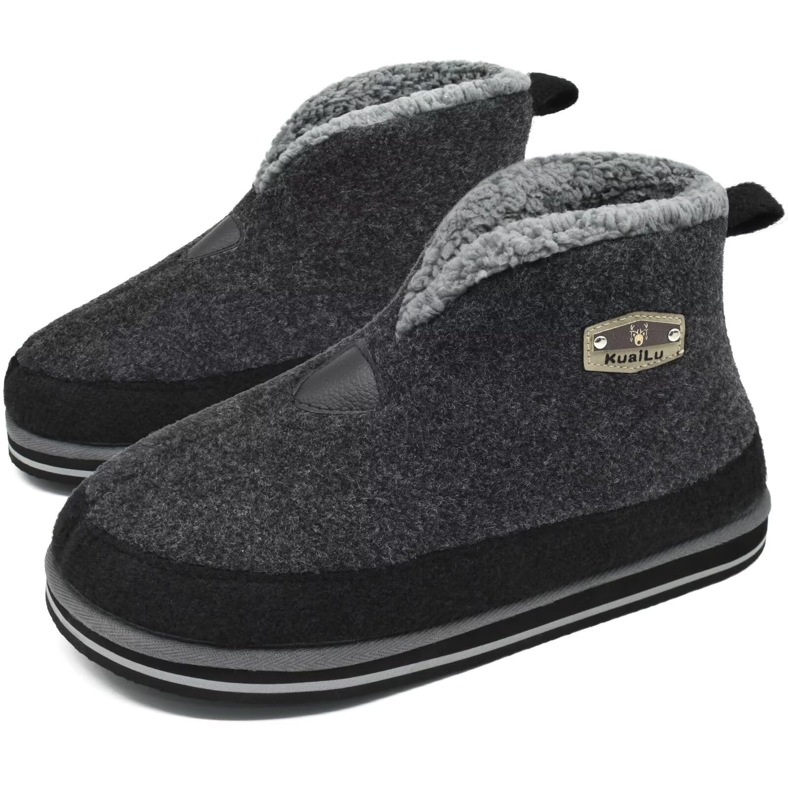 KuaiLu Pantofole Stivaletto Uomo Invernali Babbucce Calde Peluche Pelose Foderata Chiuse Pantofola Stivali Casa Comode Memory Foam Slippers con Indoor outdoor Antiscivolo Suola